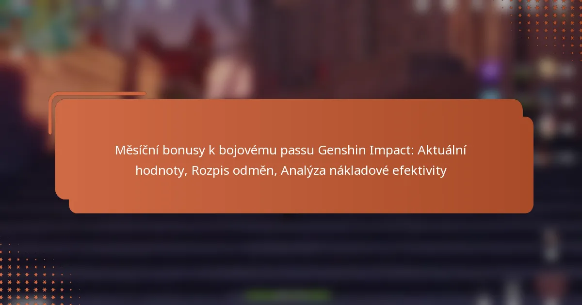 Měsíční bonusy k bojovému passu Genshin Impact: Aktuální hodnoty, Rozpis odměn, Analýza nákladové efektivity