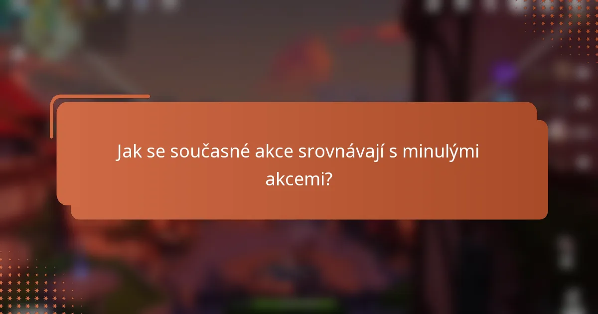Jak se současné akce srovnávají s minulými akcemi?